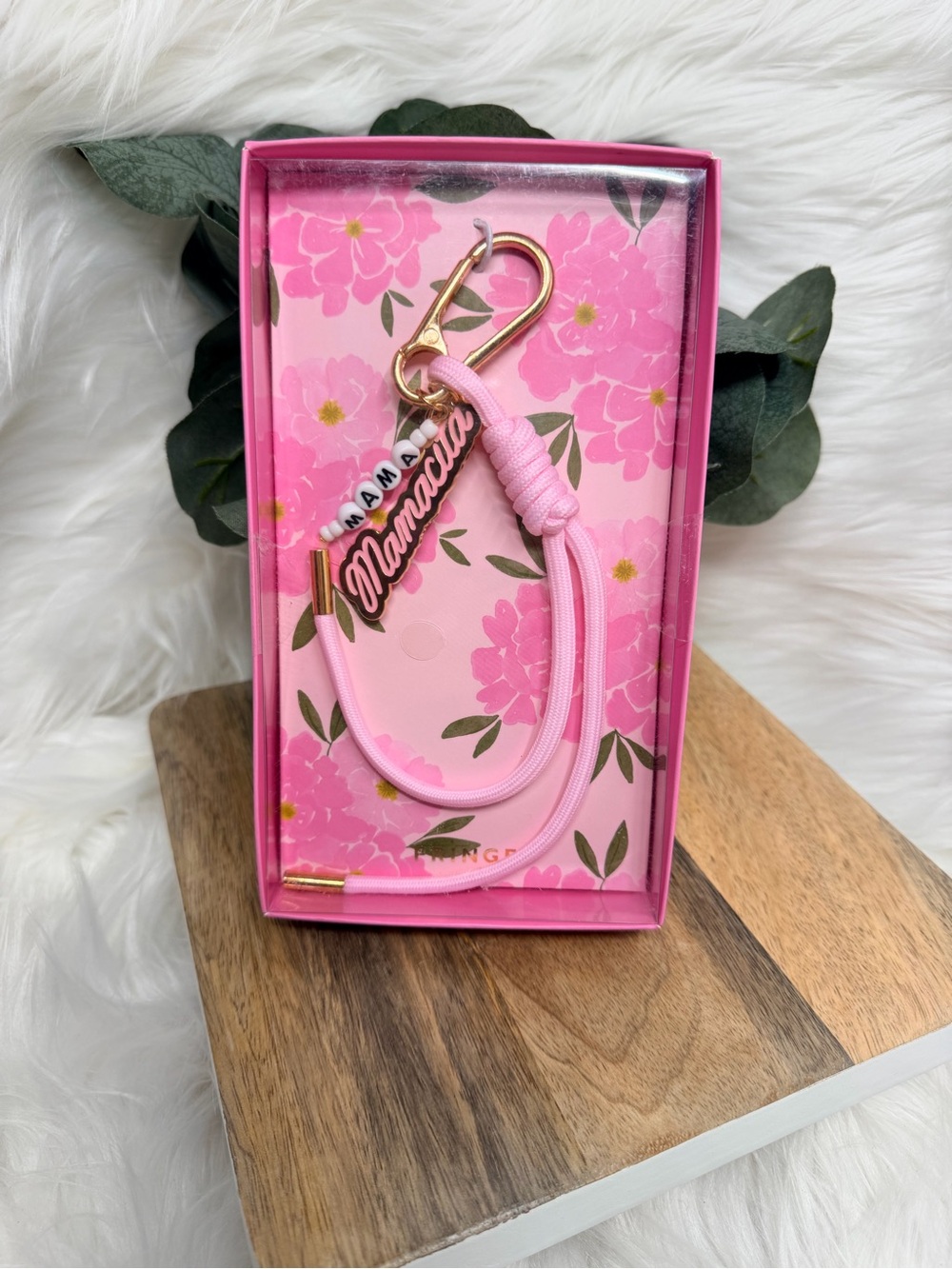 Fringe Studio Pink Mamacita Charm Keychain with Gold Hardware